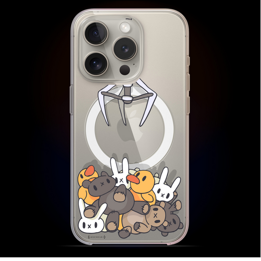 Stuffed Animal Claw Arcade Game, iPhone 15 / Pro / Pro Max / Plus clear case with Magsafe