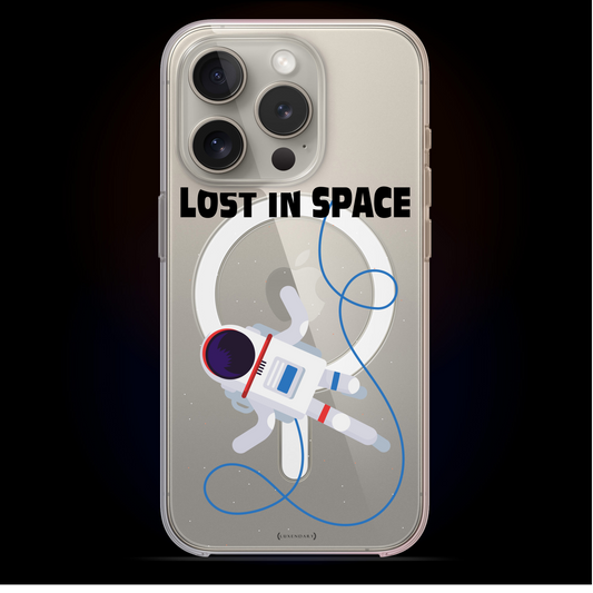 Astronaut Lost in Space, iPhone 15 / Pro / Pro Max / Plus clear case with Magsafe